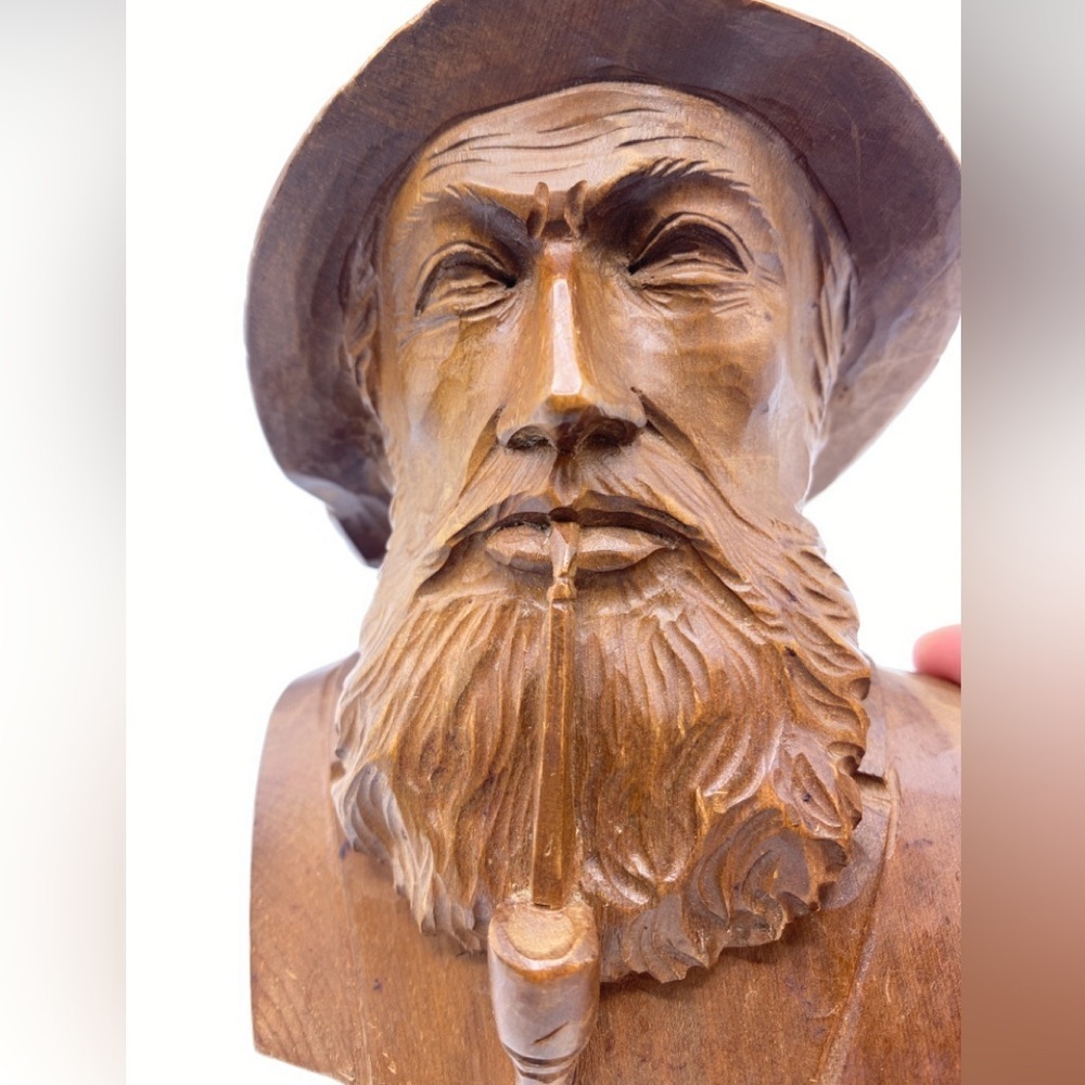 Vintage Swiss Hand-Carved Wood P. Maeder, Lucerne – Alpine Folk Figure 1930–1940